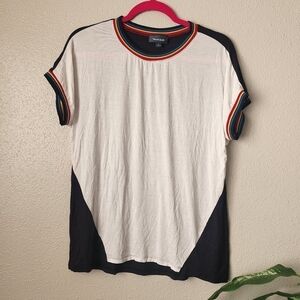 Modcloth White Rainbow Jersey Knit Top Retro Basics Casual Preppy Womens S